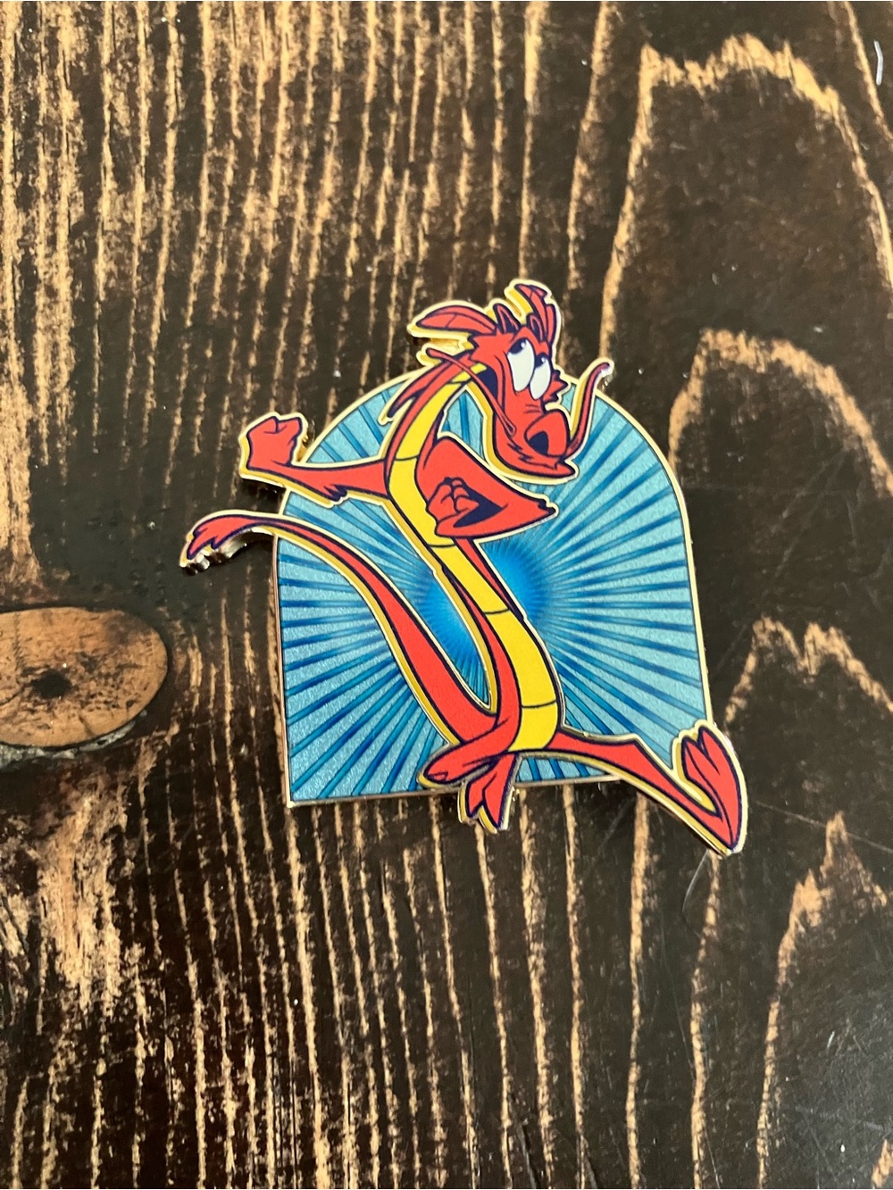 Disney Mulan Mushu Character Enamel Pin - Red, Yellow, Blue